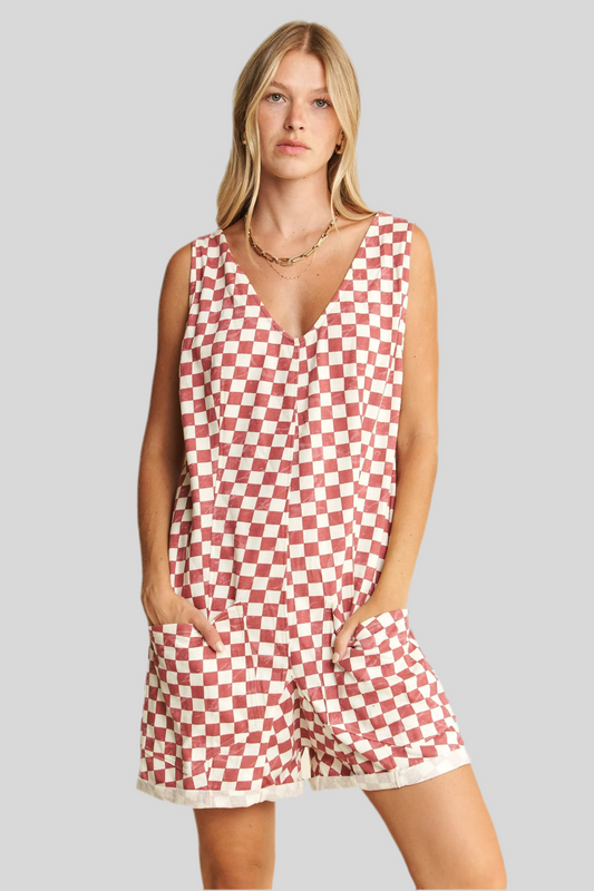 Super Fun & Fashionable Plus Size Plaid Print Shorts Romper