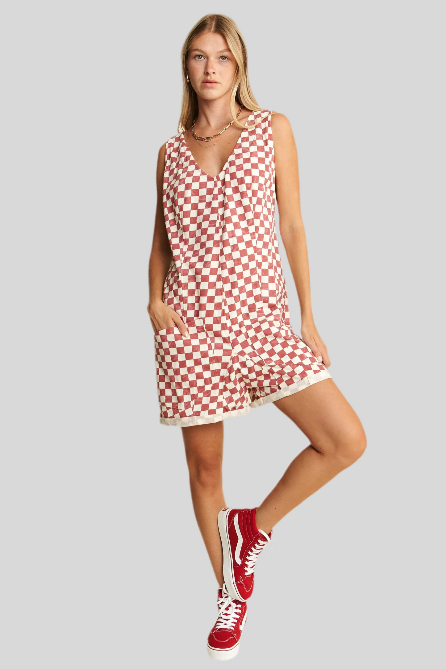 Super Fun & Fashionable Plus Size Plaid Print Shorts Romper