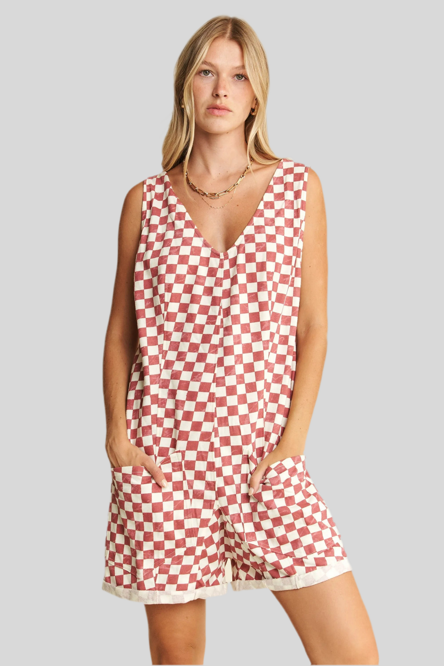 Super Fun & Fashionable Plus Size Plaid Print Shorts Romper